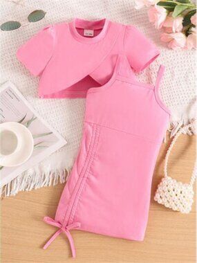 Children's Crop Top & Ruched Dress Set